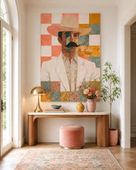 Vintage Inspired Cowboy Art With Textured Canvas And Earthy Tones For Home Office