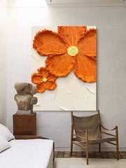 Original Texture Yellow Flowers Acrylic Painting On Canvas Large Yellow Flowers Wall Art Modern Minimalist Oil Painting Living Room Home Decor