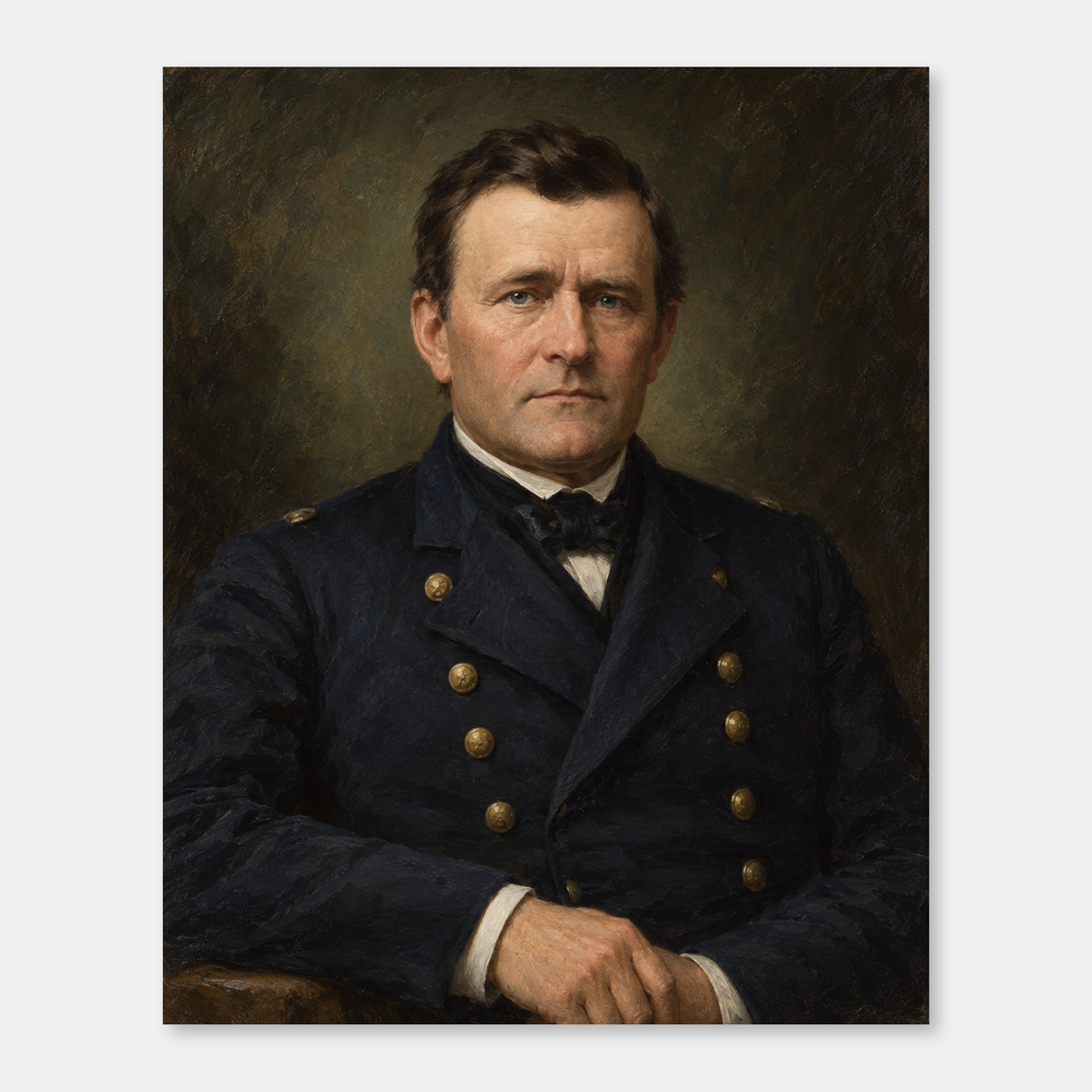 Ulysses S. Grant in an original full-color oil portrait displayed on a neutral background