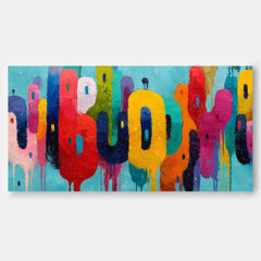 Modern Acrylic Painting Original Graffiti Letters Wall Art Colorful Texture Abstract Oil Painting