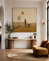 Warm Earthy Tone Canvas Art For Serene Living Room And Reading Nook