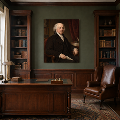 John Adams oil portrait in a traditional study