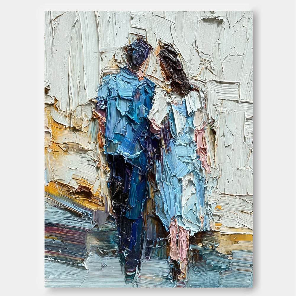 Romantic Couple Artwork Hand Painted Canvas Print Ideal Anniversary Gift For Him And Her