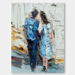 Romantic Couple Artwork Hand Painted Canvas Print Ideal Anniversary Gift For Him And Her
