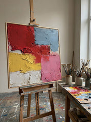 Modern Geometric Abstract Art With Rich Texture Ideal For Contemporary Lounge Wall Decor