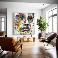 Abstract Side Face Oil Painting Canvas Large People Wall Art Color Original Facial Features Artwork