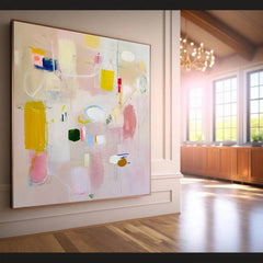 Bright Pink Abstract Painting Canvas Original Abstract Art For Sale Contemporary Cute New Painting Home Decor
