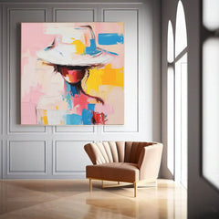 Vibrant Colors Texture Portrait Large Wall Art Original Beautiful Painting Canvas Face Figurative Fashion Home Decor