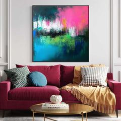 Abstract Oil Painting On Canvas Original Acrylic Painting Wall Art Modern Bold Contrasting Colors Wall Art