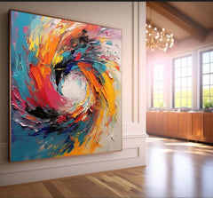 Colorful Vortex Oil Painting Square Texture Abstract Colorful Acrylic Painting On Canvas Large Wall Art