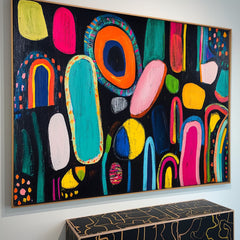 Modern Colorful Artwork Abstract Graffiti Oil Painting Original Irregular Geometric Circles Wall Art