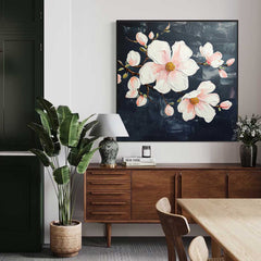 Floral Painting on Canvas 3D Blossom Textured Wall Art Flower Pastel Impasto Botanical Minimalism Artwork
