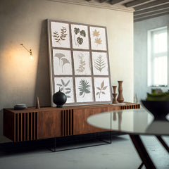 Minimalism Artwork Floral Painting on Canvas 3D Plant Textured Variety Of Leaves Wall Art Home Decor