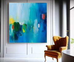 Tiny Canvas Painting Original Wall Art Contemporary New Blue Abstract Painting Home Decor