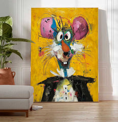 Cute Mouse Abstract Wall Art Large Acrylic Painting Impression Graffiti Animal Oil Painting Home Decor