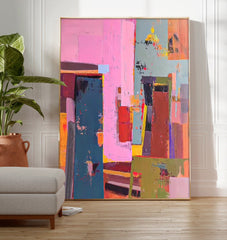Original Abstract Painting Canvas Large Wall Art Abstract Pink Oil Painting For Living Room