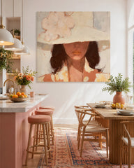Chic Square Canvas Art Of Lady In Hat For Bedroom And Lounge Wall Decoration