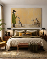Whimsical Greyhound Art Print Featuring Gentleman And Dogs