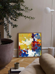 Yellow And Blue Abstract Oil Painting On Canvas Modern Wall Art Large Original Blue Acrylic Painting For Living Room