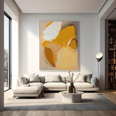 Warm colors Abstract Oil Painting On Canvas Large Original Painting Grey And Yellow Modern Wall Art For Living Room
