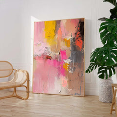 Large Modern Acrylic Painting On Canvas Pink Texture Color Abstract Oil Painting Original Artwork Decor