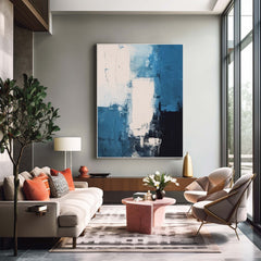 Blue Modern Texture Wall Art Large Original Abstract Oil Painting On Canvas For Living Room