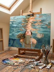 Emotional Submerged Portrait Oil Painting Unique Gift For Water Lovers
