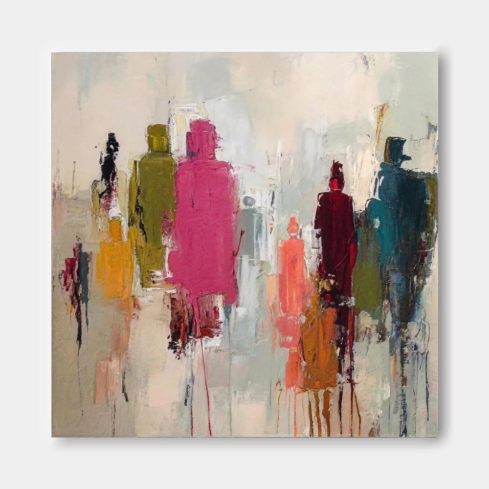 Silhouettes From Behind Art Expressive Abstract Figures With Rich Texture For Contemporary Home And Office Interior Design