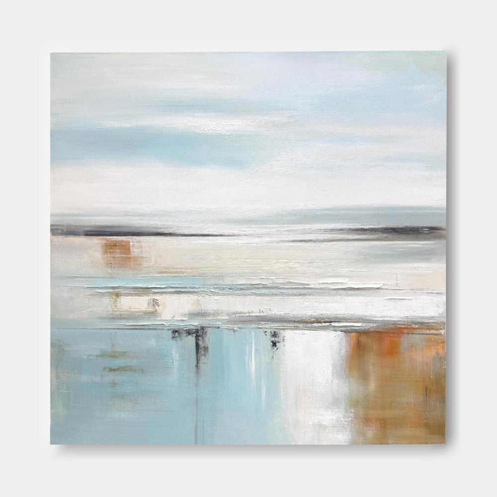 Light Blue Abstract Acrylic Painting Canvas Great Quality Hand Painted Abstract Landscape Wall Art Home Decor