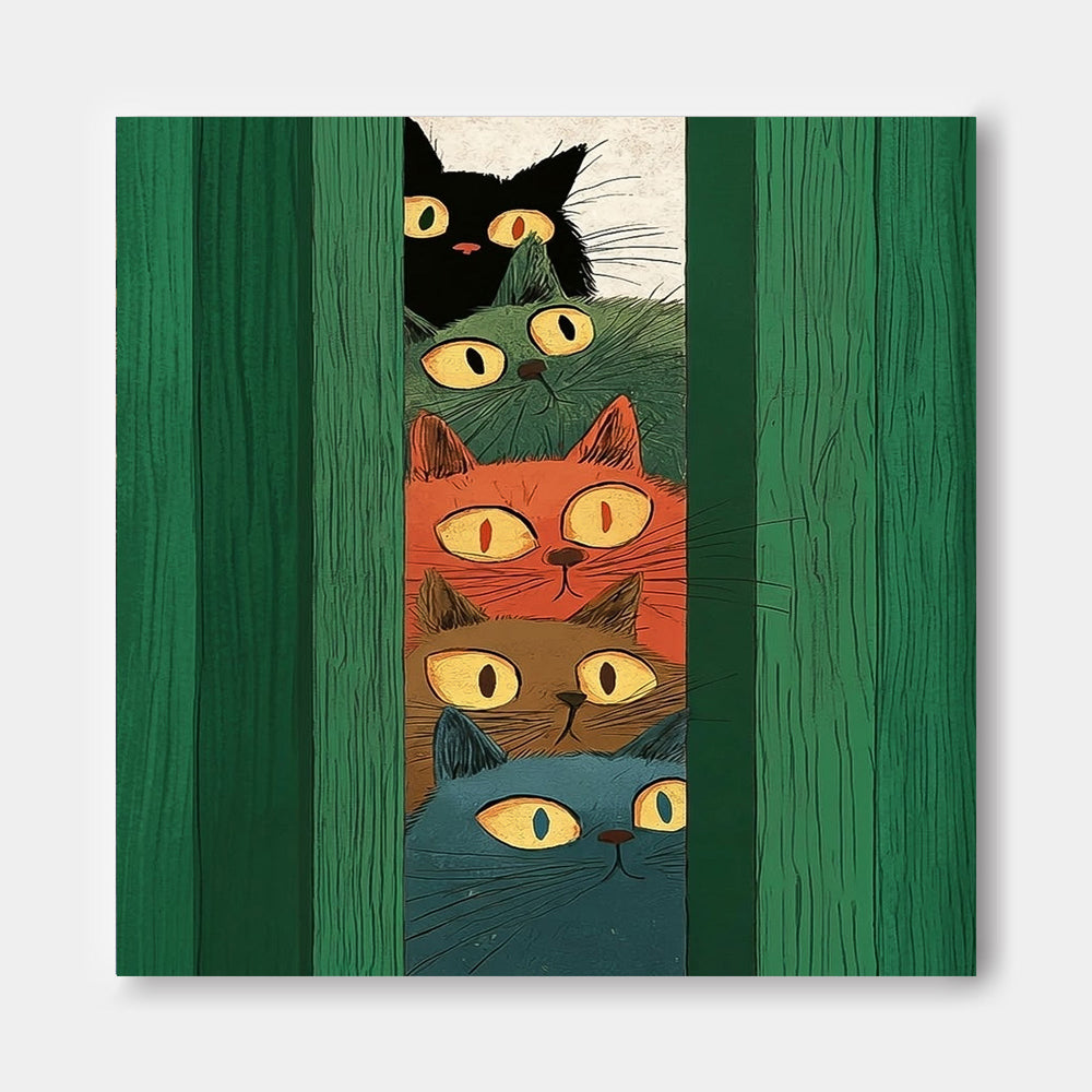 Unique Whiskered Peekaboo Original Painting A Perfect Gift For Cat Lovers