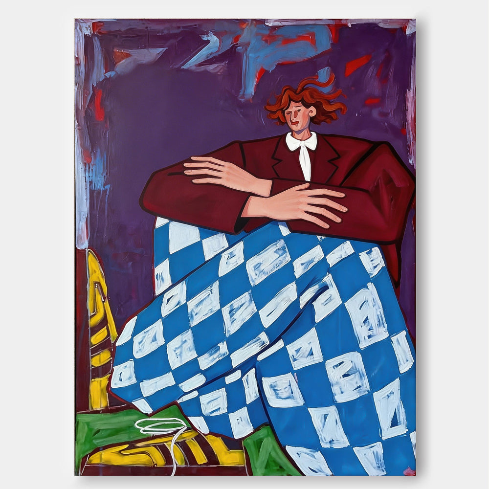 Unique Hand Painted Portrait Of A Man In Retro Style For Art Lovers
