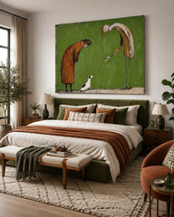 Retro Abstract People And Dog Painting For Living Room Wall Art Decor
