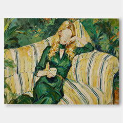 Large Impasto Oil Painting Elegant Woman Wall Art Modern Serene Impressionist Lady Canvas Unique Gift