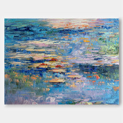 Big Lotus Leaf Flower Artwork Original Abstract Oil Painting On Canva For Living Room Decor Gift