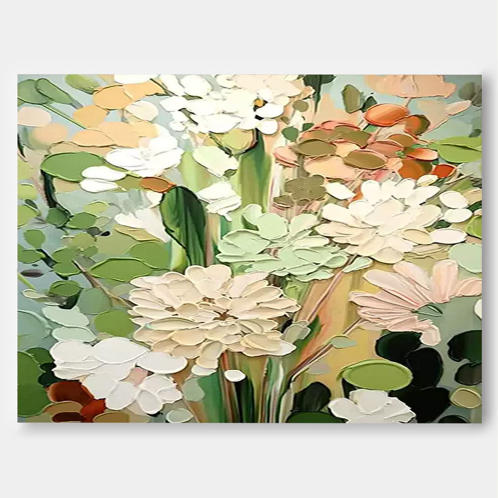 Large Textured Floral Acrylic Painting Modern Original Framed Floral Wall Art For Living Room