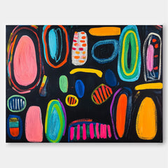 Original Irregular Geometric Circles Wall Art Modern Colorful Artwork Abstract Graffiti Oil Painting