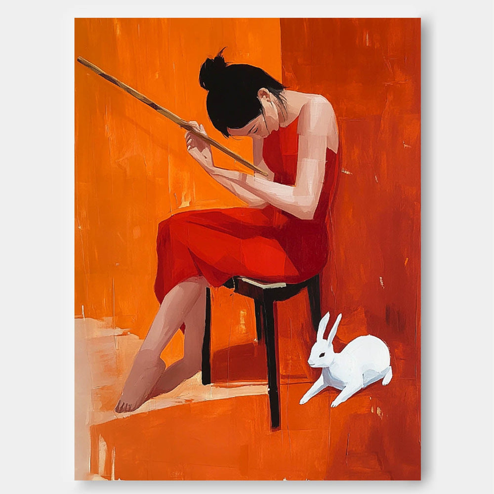 Vibrant Color Original Texture Girl Wall Art Abstract Profile Oil Painting On Canvas Portrait Modern Artwork