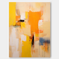 Large Abstract Wall Art Modern Bright Yellow Acrylic Painting On Canvas Original Oil Painting Living Room Decor