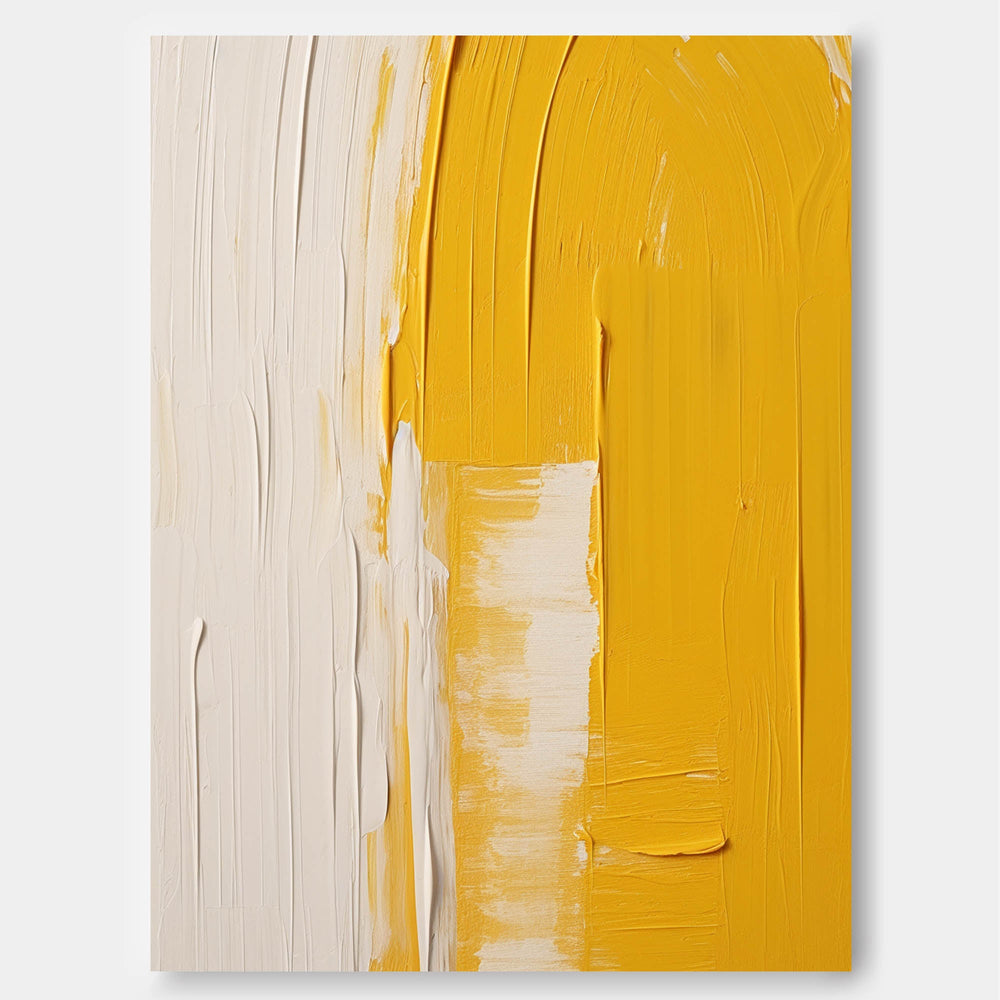 Bright Yellow Large Abstract acrylic painting Texture Minimalist Oil Painting On Canvas Original Wall Art Home Decor