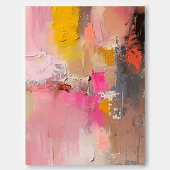 Large Modern Acrylic Painting On Canvas Pink Texture Color Abstract Oil Painting Original Artwork Decor