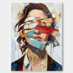 Original Texture Girl Wall Art Coloful Lady Contemporary Artwork Abstract Woman Oil Painting On Canvas