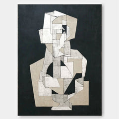 Contemporary Painting For Art Enthusiasts Abstract Geometric Black & White Wall Art Minimalist Decor Art
