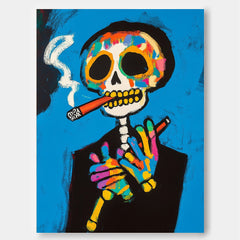 Lovely Skeleton Painting Colorful Original Abstract Wall Art Large Acrylic Painting Framed Unique Home Decor