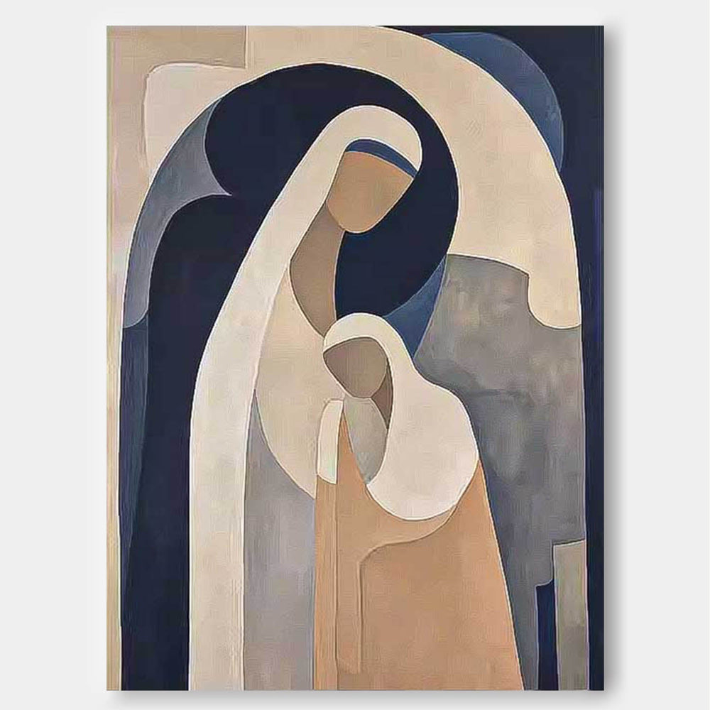 Minimalist Bible People oil Painting On Canvas Abstract Original Nun Wall Art Contemporary Acrylic Painting