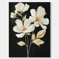 Original Artwork Texture Plant Wall Art Large White Flower Abstract Oil Painting Canvas Home Decor