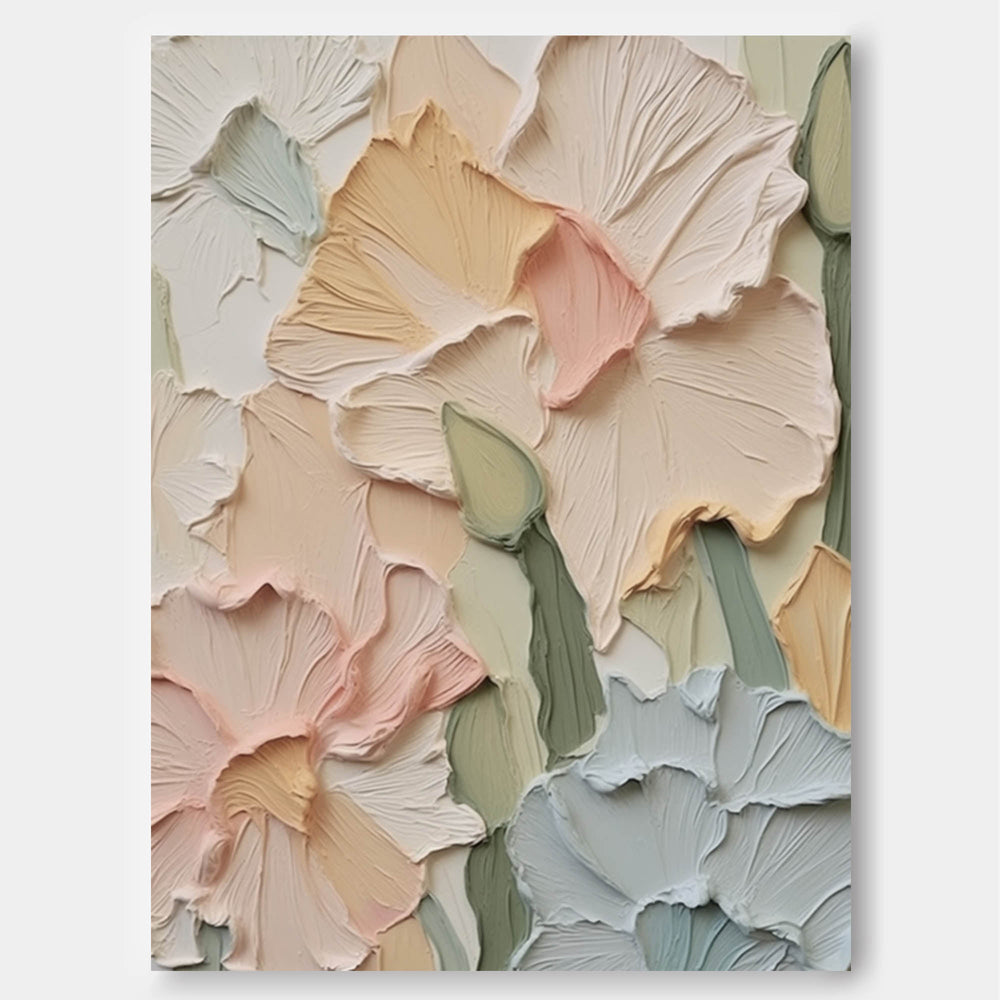 Coloeful Large Textured Floral Acrylic Painting Original Flower Wall Art Modern Painting Canvas For Living Room