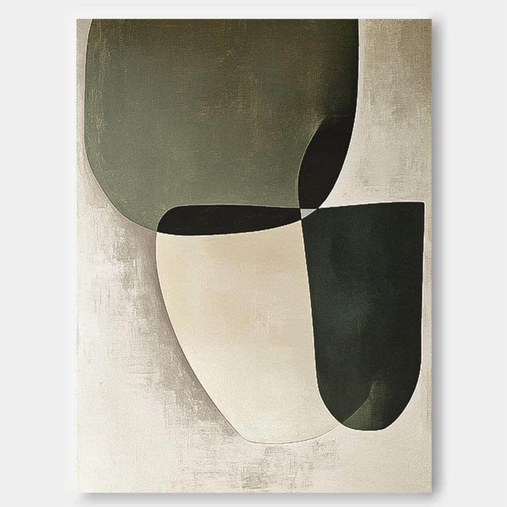 Green Original Minimalist Artwork Large Irregular Shape Wall Art Abstract Oil Painting For Living Room