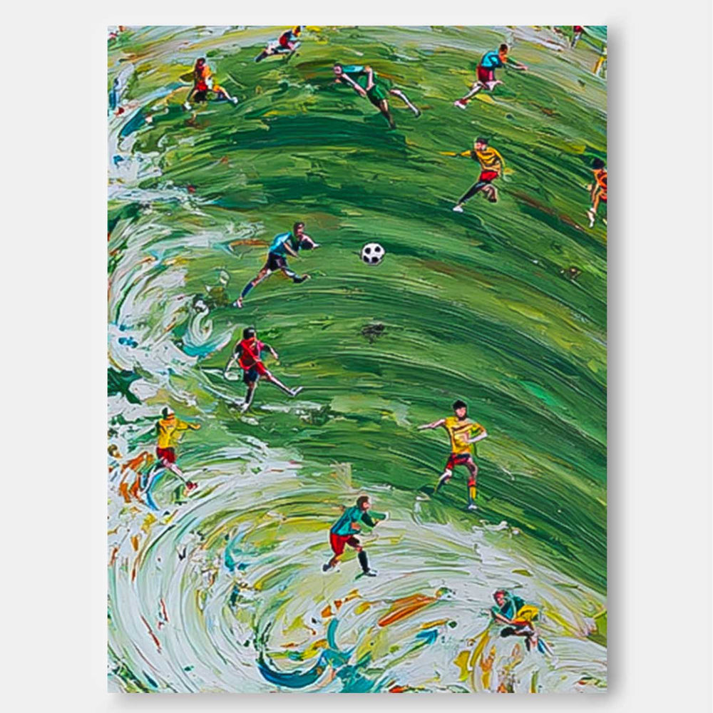 Green Football Textured Canvas Art Textured Football Wall Art Sports Art Lover Gift Home Decor