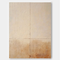 Original Beige and Yellow Minimalist Oil Painting Abstract Large Vintage Wall Art Home Decor