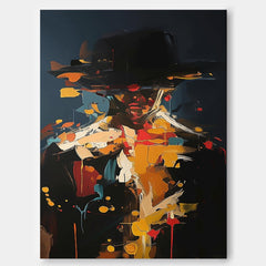 Original Cool Man Wall Art Black Series Large Portrait Painting Abstract Faceless Artwork For Living Room
